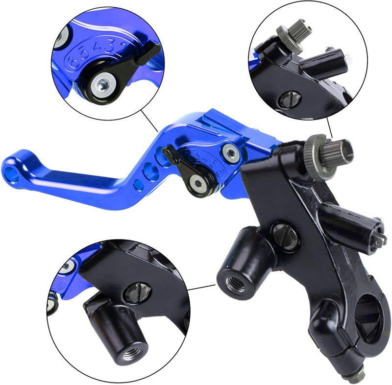 MRELC Universal Motorcycle 7/8" 22mm Handlebar Brake Master Cylinder Clutch Lever CNC Left & Right Set Compatible with Harley Honda Kawasaki Suzuki Yamaha（ Piston Diameter 12.7mm (Blue) - Image 3